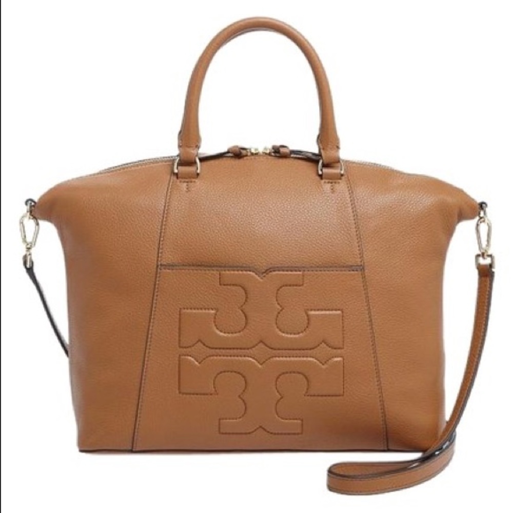 Tory Burch Bombe T Bark Medium Leather Satchel